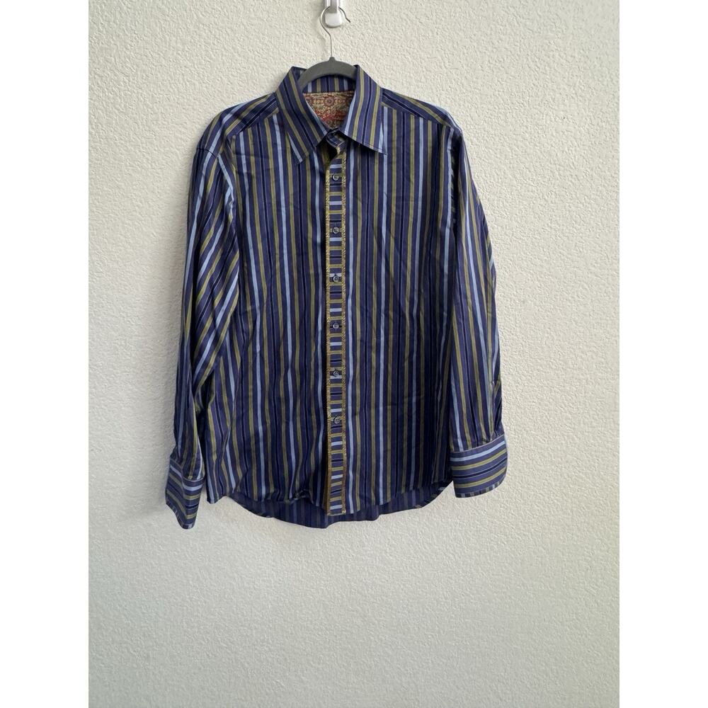 2 Robert Graham Men's Multi-Color Striped Flip Cuff Shirts Size Large. - Picture 2 of 14